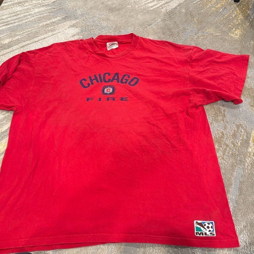 Vintage 1999 Chicago Fire FC T-Shirt Nike Center Swoosh Red Mens XLarge MLS‎ GUC